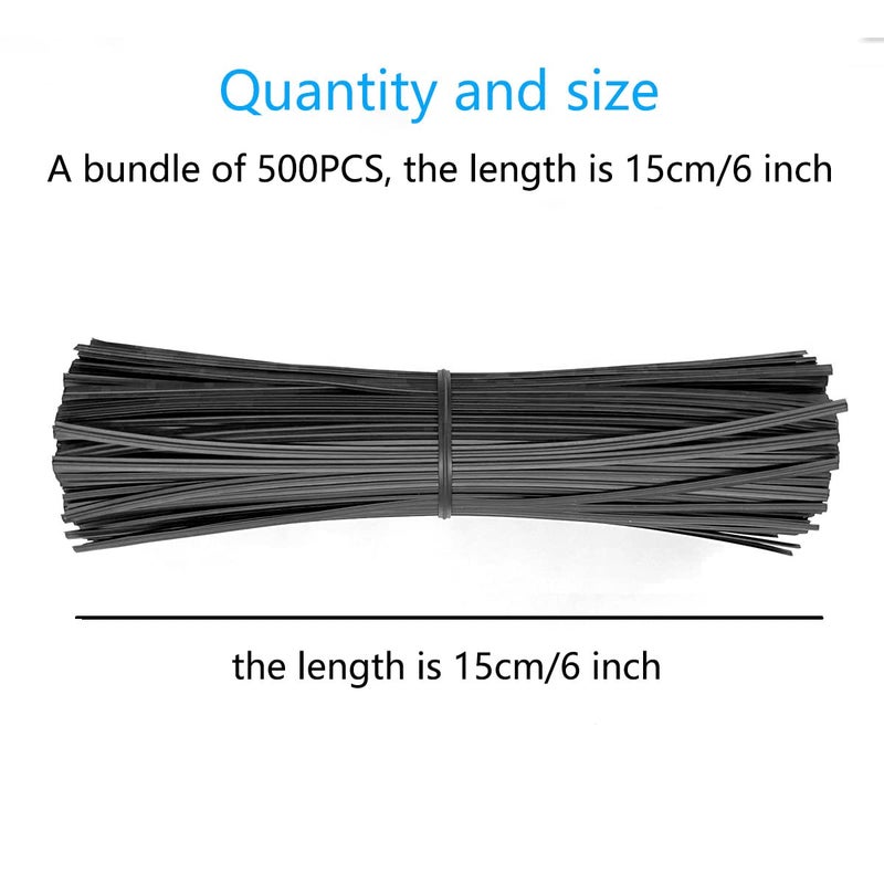 Tangser رباطات بلاستيكية سوداء بطول 6 إنش من تانجر، روابط كابلات قابلة لإعادة الاستخدام، روابط أكياس قمامة طويلة، روابط أكياس قمامة مغلفة، روابط ملتوية للتنظيم، تثبيت النباتات، المكتب، شجرة عيد الميلاد (500 قطعة/6 إنش) - Image 2